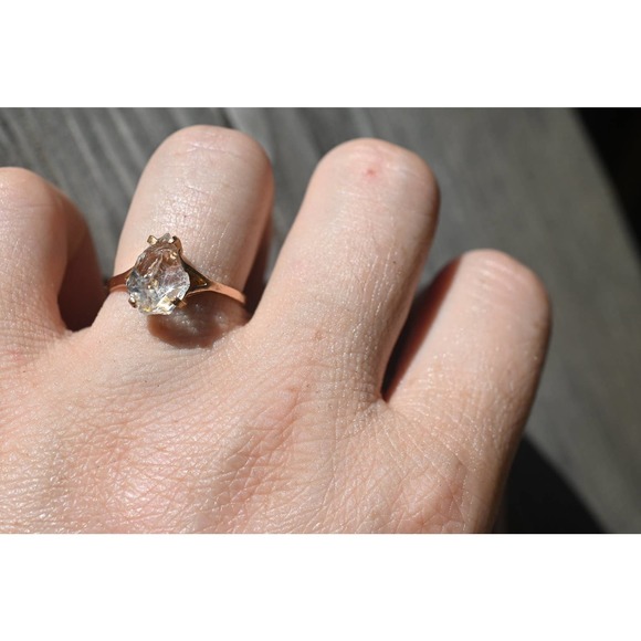 14k Rose Gold Ring Raw Stone Ring Rough Diamond Ring Wedding Band Unique… - Picture 2 of 4